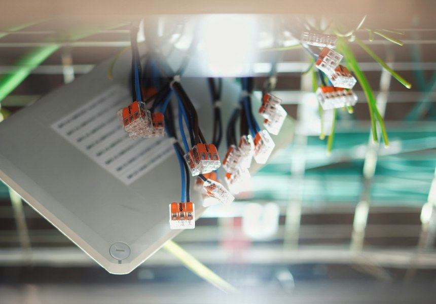 Wiring connectors inside a ceiling junction box