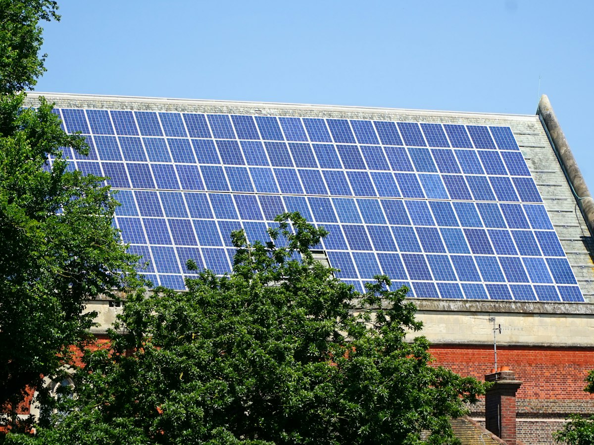 Solar panels installed on a pitched roof